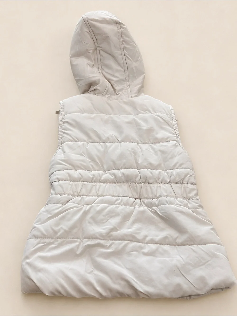 Nicole Miller New York Girls Ivory Ruffle Hooded Puffer Vest Size 5